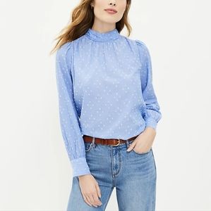 LOFT Clip Mock Neck Blouse